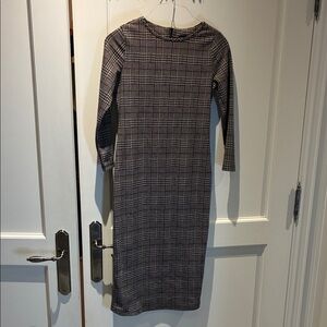 Mercer & Madison Houndstooth Plaid Long Sleeve Dress 👵MT